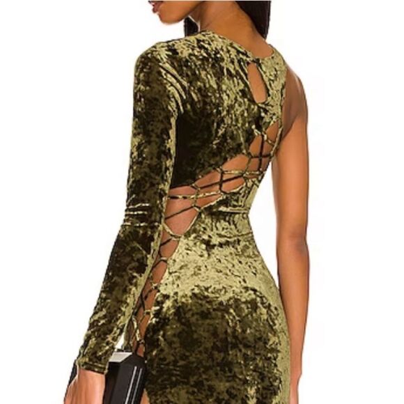 NWT Camila Coelho Gabriel Green Velvet Maxi Dress XS Revolve - Picture 7 of 16